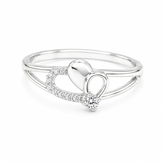 Silver Heart Loop Women`s Ring