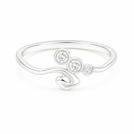 Silver Trio Bezel Women`s Ring