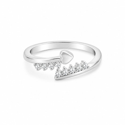 Silver Heart Glow Women`s Ring