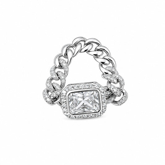 Silver Gracefully linked Women`s ring