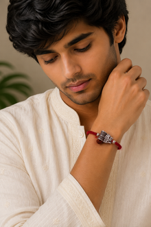 925 Silver Har Har Mahadev Damru Rudraksha Rakhi
