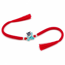 Blue Teddy Silver Kids Rakhi with Cute Charm Design