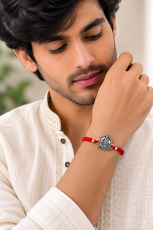 Silver Shreenathji Blessing Rakhi for Brother