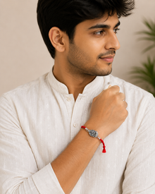 Silver Veera Motif Festive Rakhi