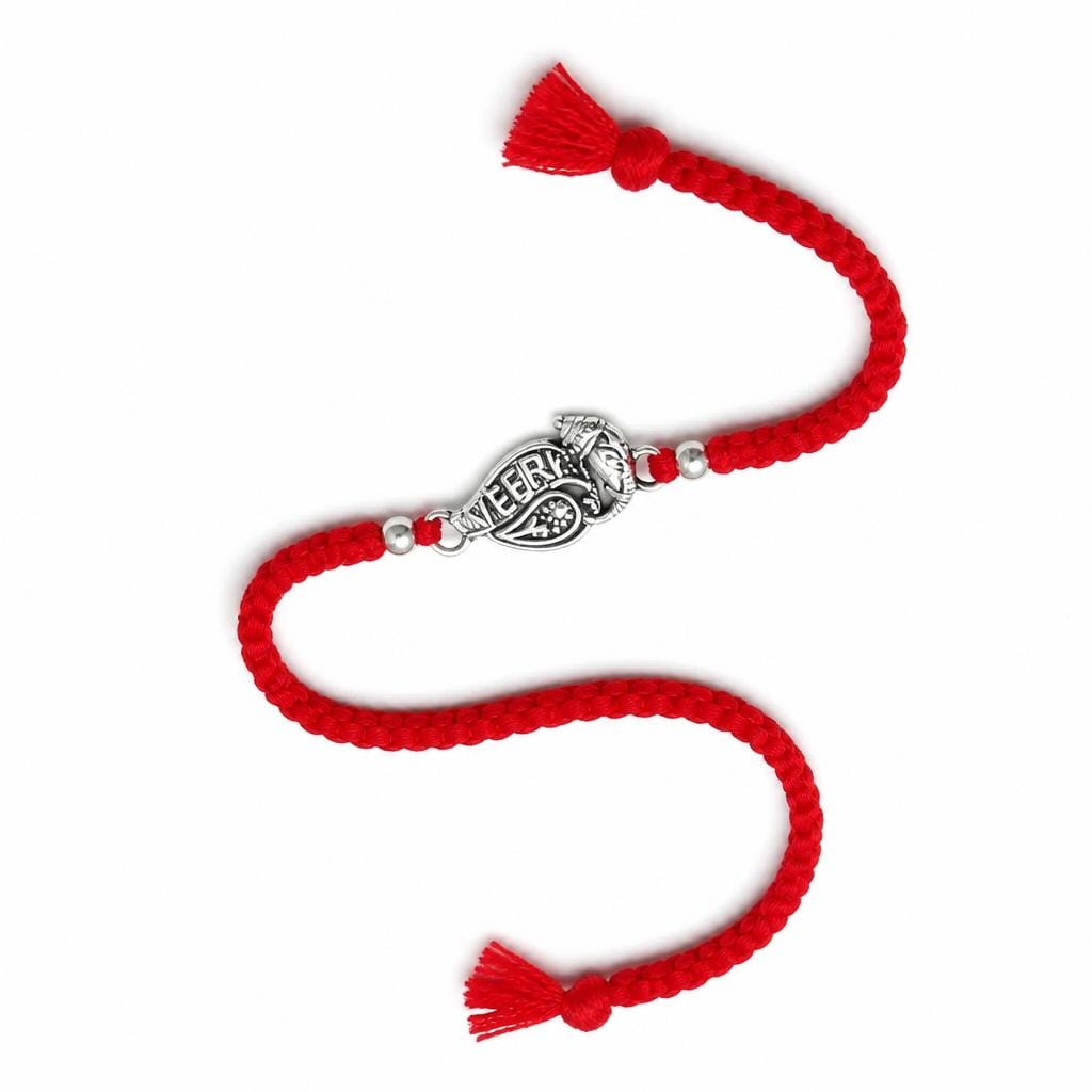 Silver Veera Motif Festive Rakhi