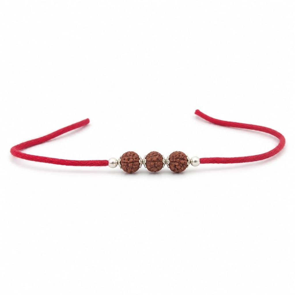925 Silver Triple Rudraksha Blessings Rakhi