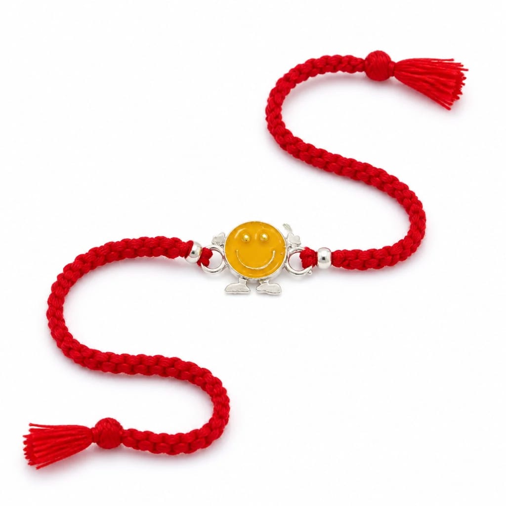 925 Silver Smiley Charm Rakhi
