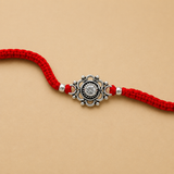 Silver Floral Stone Rakhi