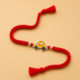 Silver Yellow Car Kids Rakhi