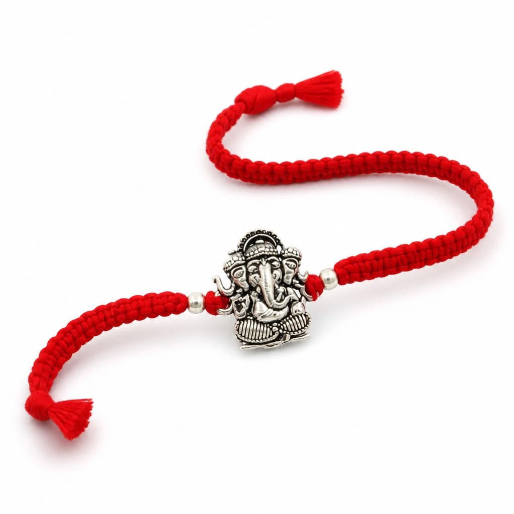 925 Silver Vighnaharta Ganesha Rakhi