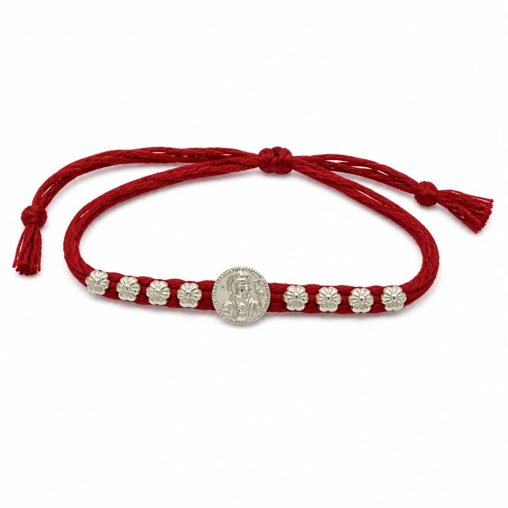 Silver Lakshmi Charm Rakhi Bracelet