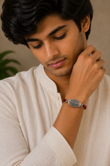 Mere Bhaiya Silver Rakhi with Sacred Red Thread