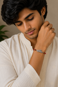 Bholenath Silver Rakhi with Rudraksha Beads