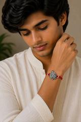 Om Peepal Silver Rakhi