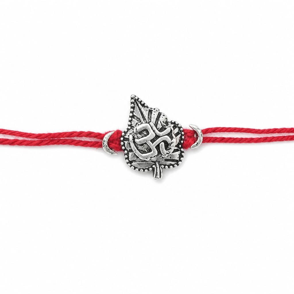 Om Peepal Silver Rakhi
