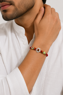 Silver Kalash Rudraksha Rakhi Charm