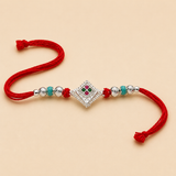 Festive Silver Square Charm Rakhi