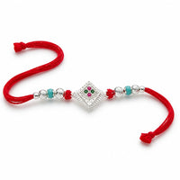 Festive Silver Square Charm Rakhi