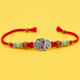 Silver Paisley Stone Rakhi