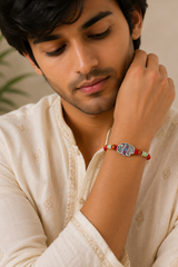 Silver Paisley Stone Rakhi