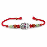 Silver Paisley Stone Rakhi