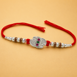 Silver Designer Heart Rakhi for Brother