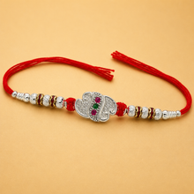 Silver Designer Heart Rakhi for Brother