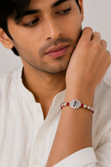 Silver Designer Heart Rakhi for Brother