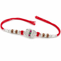 Silver Designer Heart Rakhi for Brother