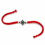 Festive Green Stone Silver Rakhi