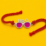 BRO Sunglasses Silver Rakhi with Red Thread Charm