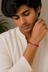 BRO Sunglasses Silver Rakhi with Red Thread Charm