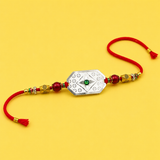 Silver Emerald Charm Rakhi for Brother