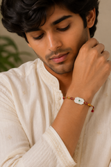Silver Emerald Charm Rakhi for Brother
