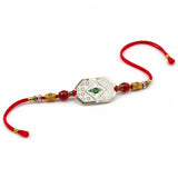 Silver Emerald Charm Rakhi for Brother