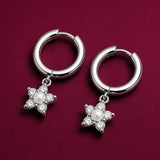 925 Silver Pearl Flower Hoop Earrings for Women