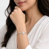 Heart Bracelet with open end in Silver