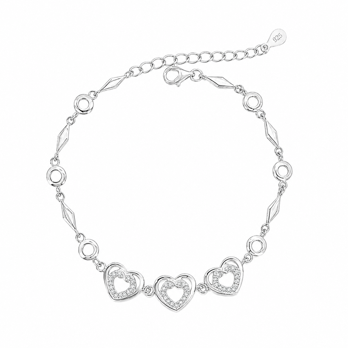 Heart-Link Bracelet in Silver