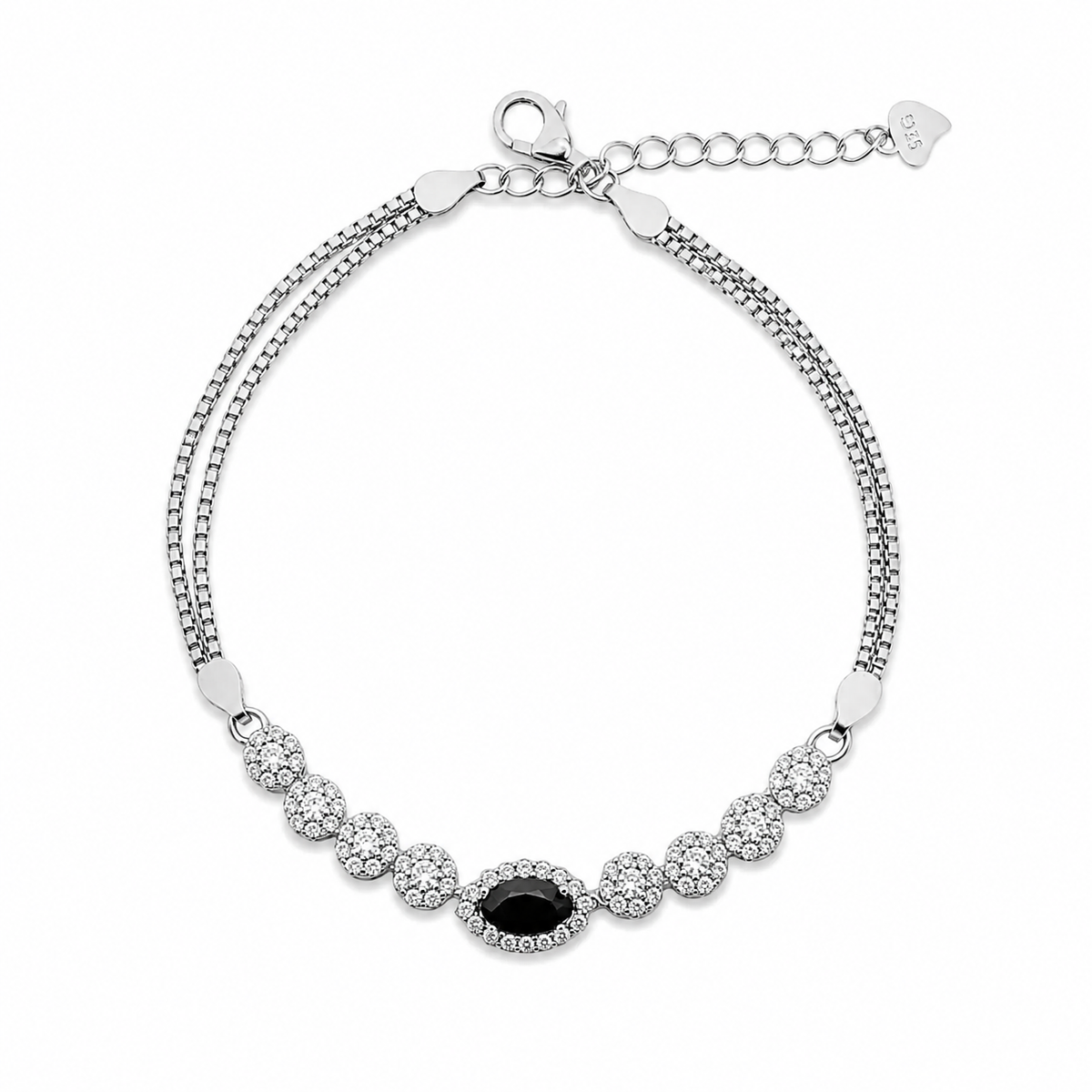 Silver Black Centre stone Bracelet