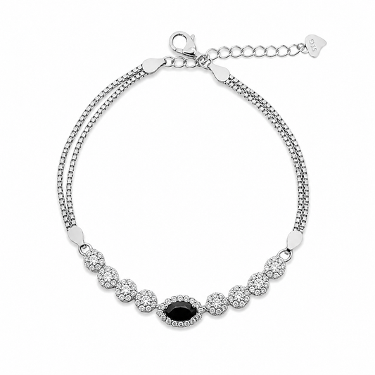 Silver Black Centre stone Bracelet
