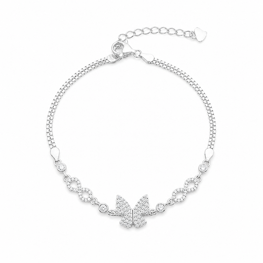Infinity Butterfly Bracelet in Silver