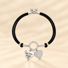 Black Cord Heart Charm Women`s Anklet
