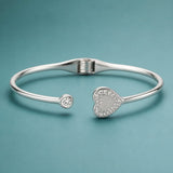 Heart Bracelet with open end in Silver
