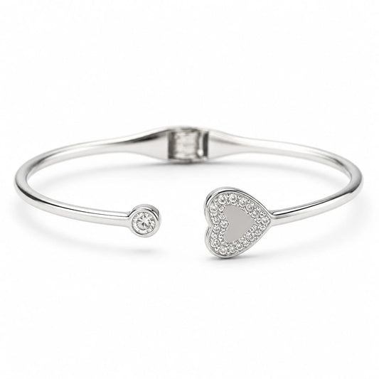 Heart Bracelet with open end in Silver