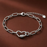 Heart chain loose Bracelet in Silver
