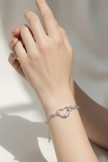 Heart chain loose Bracelet in Silver
