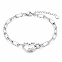 Heart chain loose Bracelet in Silver