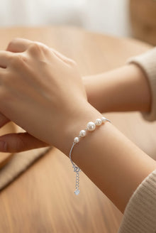 Silver Pearl Chain Bracelet for Women