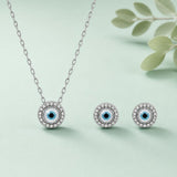 925 Silver Evil Eye Necklace Set for Women