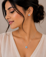 925 Silver Evil Eye Necklace Set for Women
